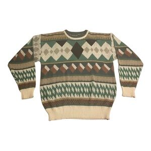 Campus Women’s Vintage Multicolor 90s Abstract Geometric Sweater Size Large